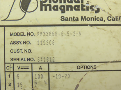 Pioneer Magnetics PM3386B-6-5-2-N Power Supply Unit 100-240V Input