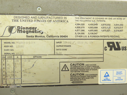 Pioneer Magnetics PM3386B-6-5-2-N Power Supply Unit 100-240V Input