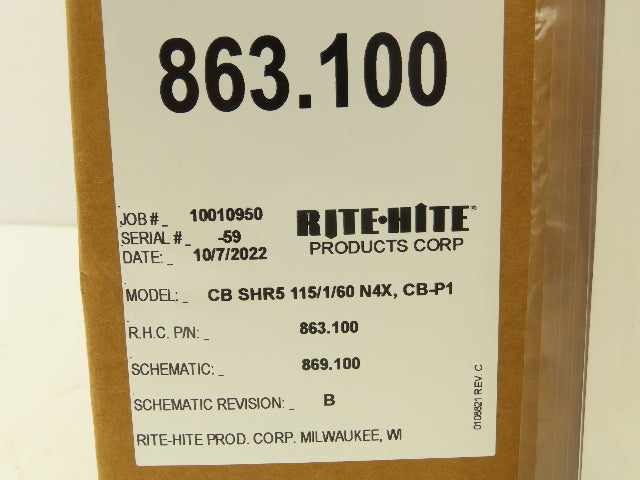 Rite Hite 863.100 CBSHR5 Dock Lock Control Box 115VAC Doc-lok CB P1