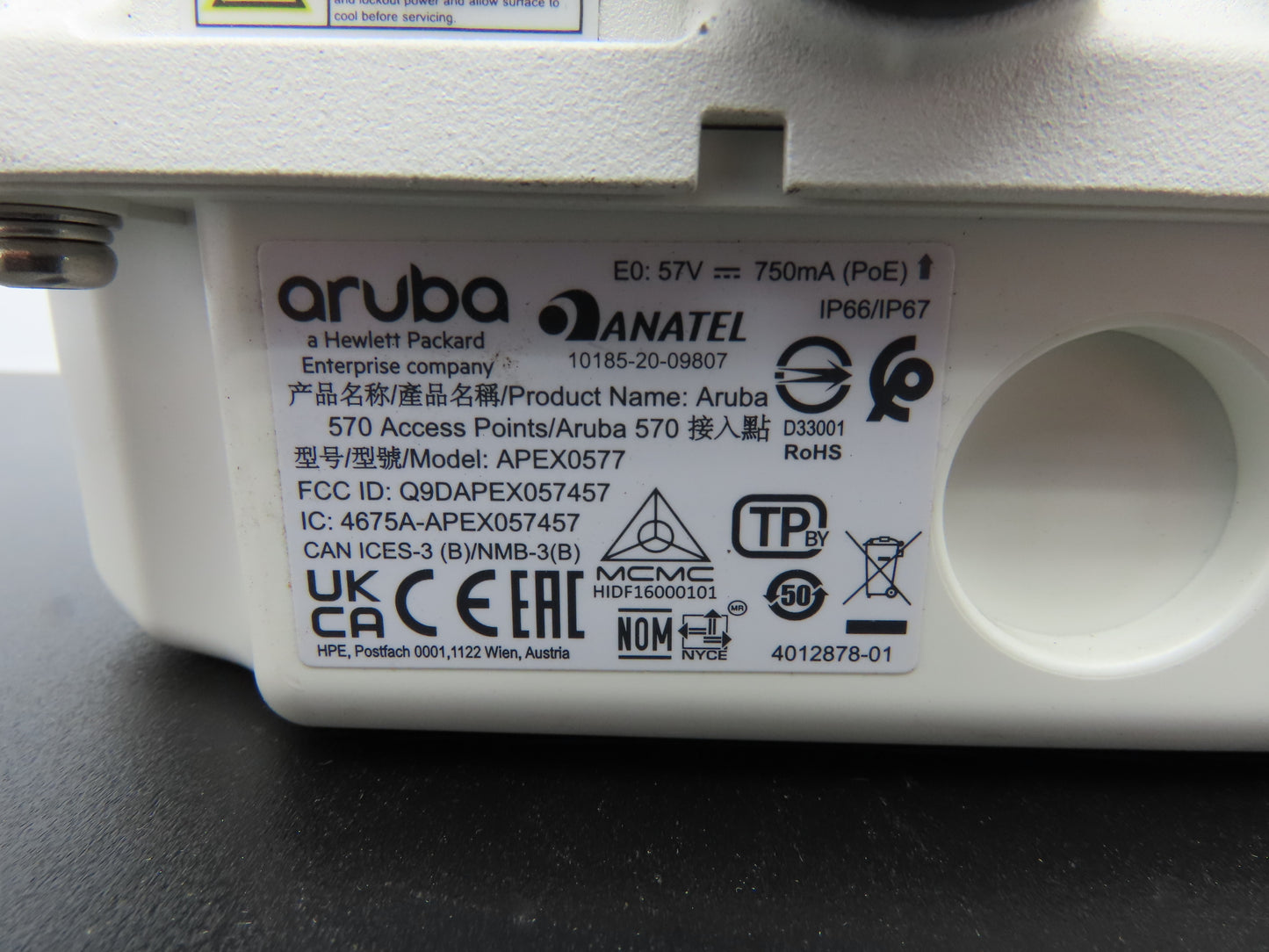 Aruba APEX0577 WiFi 6 Outdoor Wireless Access Point 802.11ax Weatherproof