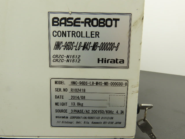 Hirata CRZC-N1512 Base Robot Controller 200VAC 50/60Hz 3ph 4.3A