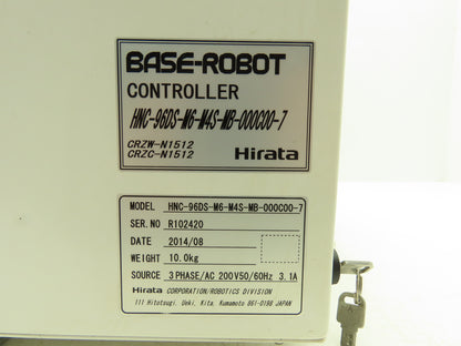Hirata CRZC-N1512 Base Robot Controller 200VAC 50/60Hz 3ph 3.1A