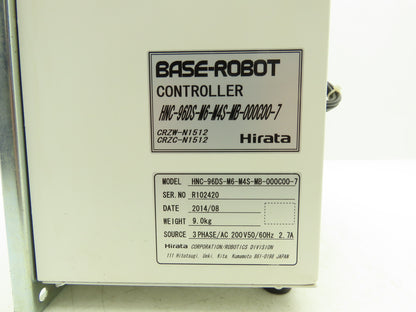 Hirata CRZC-N1512 Base Robot Controller 200VAC 50/60Hz 3ph 2.7A