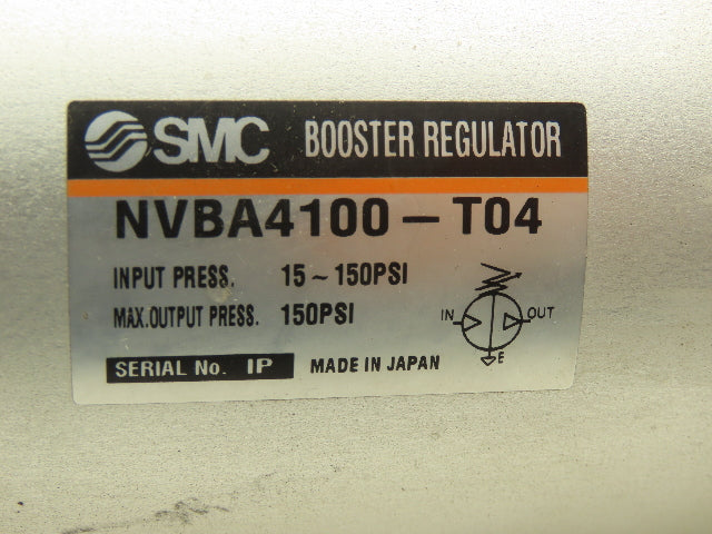 SMC NVBA4100-T04 Booster Regulator 0-150psi 1/2"NPT
