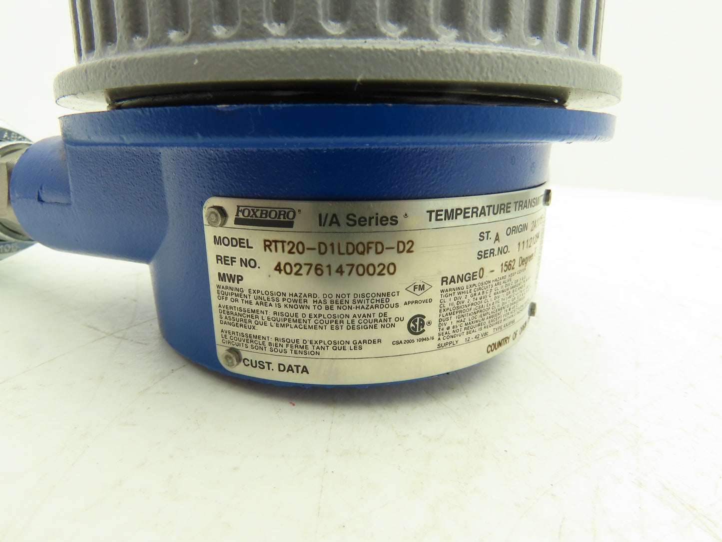 Foxboro RTT20-D1LDQFD-D2 Temperature Transmitter 0-1562°F 12-42vdc I/A Series