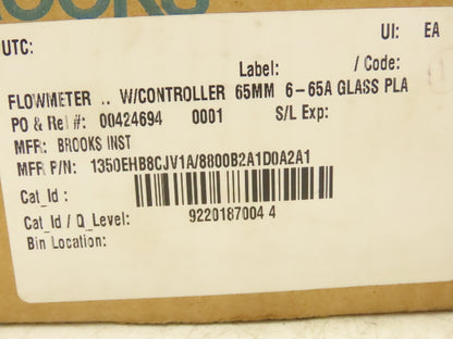 Brooks 1350EHB8CJV1A Flow Meter Sho-Rate Sight Glass Tube 10-50 SCFH 1/4"npt