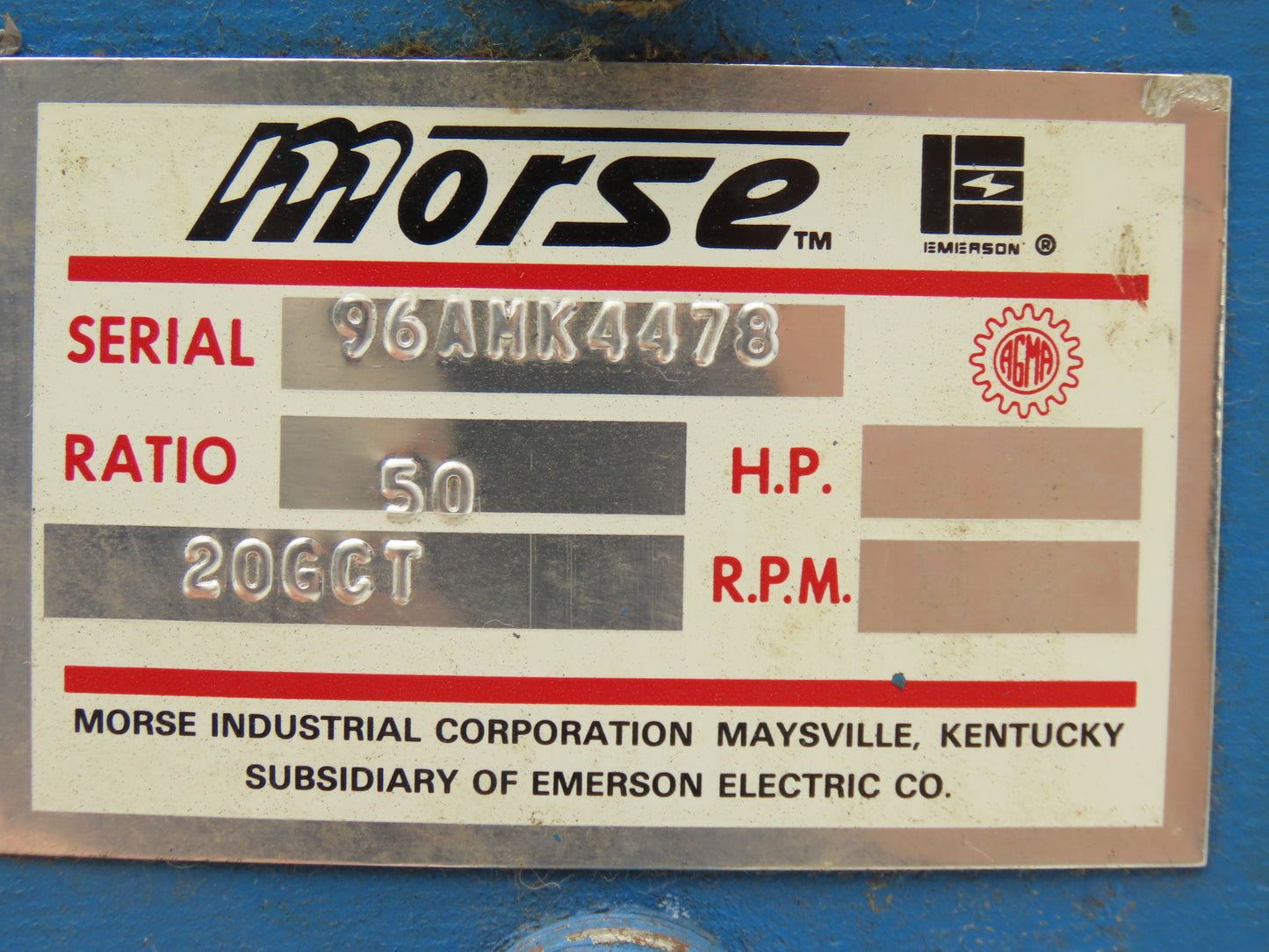 Morse 20GCT Gearbox 50:1 Reducer 35rpm 56C Dual Output Shaft