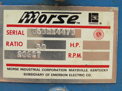 Morse 20GCT Gearbox 50:1 Reducer 35rpm 56C Dual Output Shaft