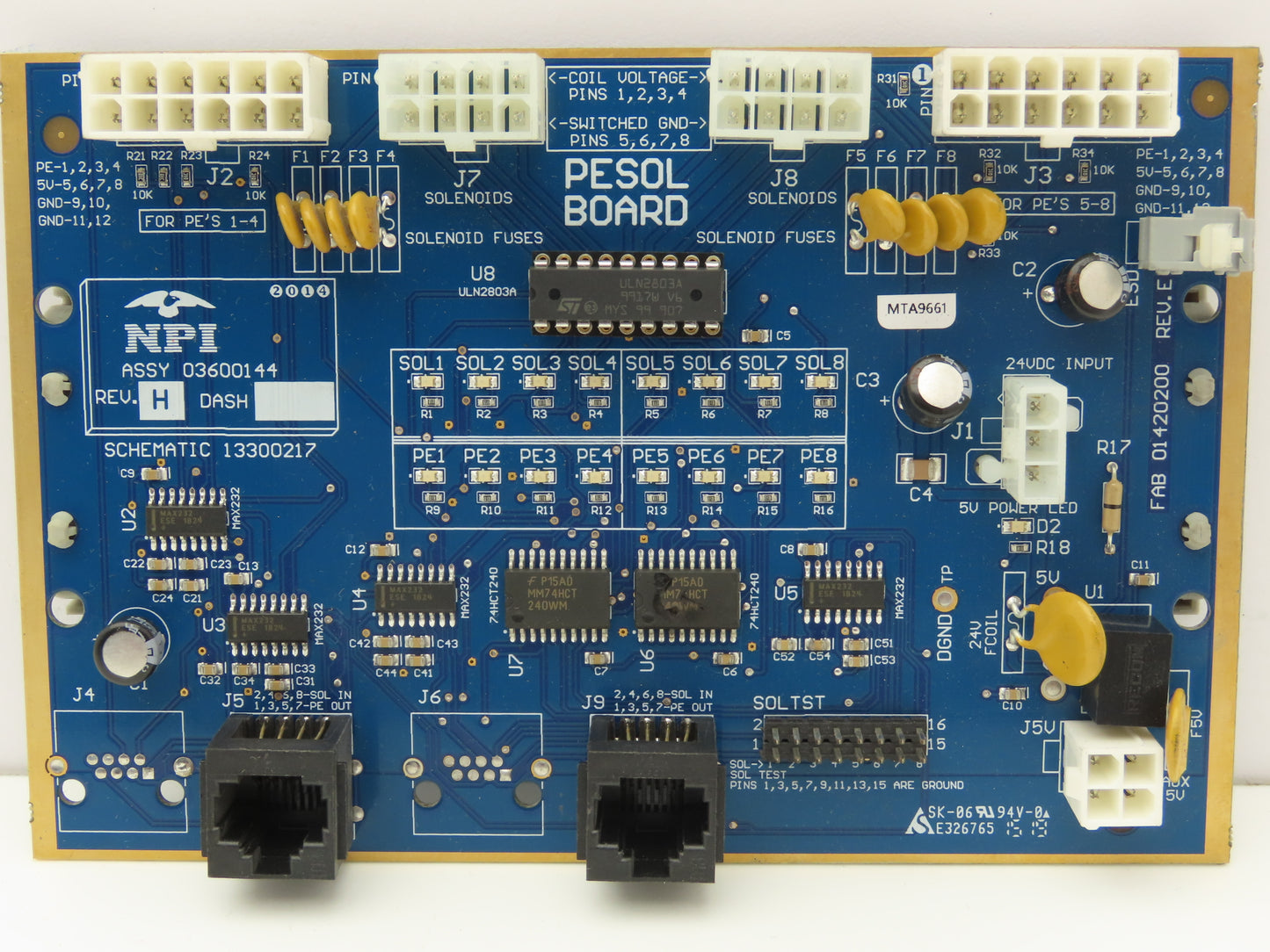 NPI 03600144 PCB Pesol Board Control Panel Rev H Lot of 5
