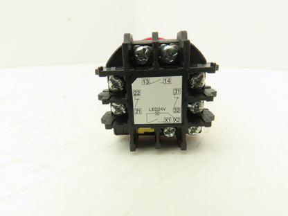 Idec XW1E-TV412Q4MR E-Stop Pushbutton 22mm Emergency Stop Lighted 24V LED