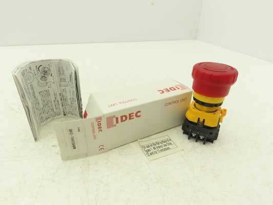 Idec XW1E-TV412Q4MR E-Stop Pushbutton 22mm Emergency Stop Lighted 24V LED