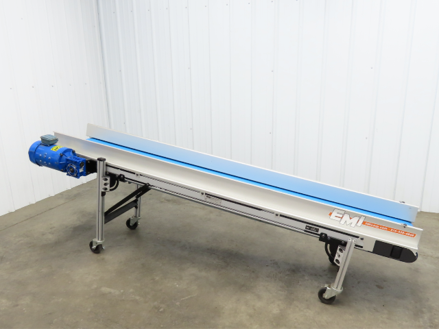 EMI Plastics EAF-12-96-20 Incline Belt Conveyor 12"W x 96"L 24FPM 230/460V 3PH