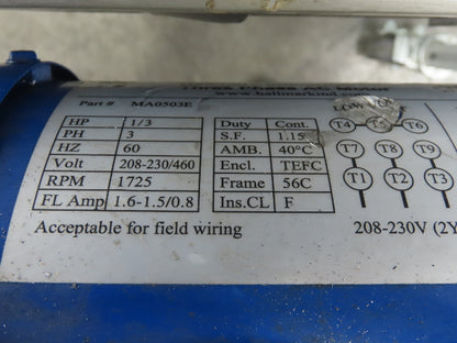 EMI Plastics EAF-12-96-20 Incline Belt Conveyor 12"W x 96"L 24FPM 230/460V 3PH