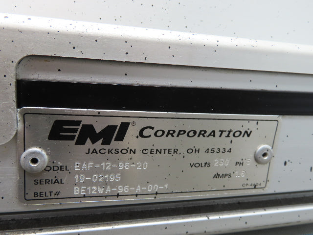 EMI Plastics EAF-12-96-20 Incline Belt Conveyor 12"W x 96"L 24FPM 230/460V 3PH