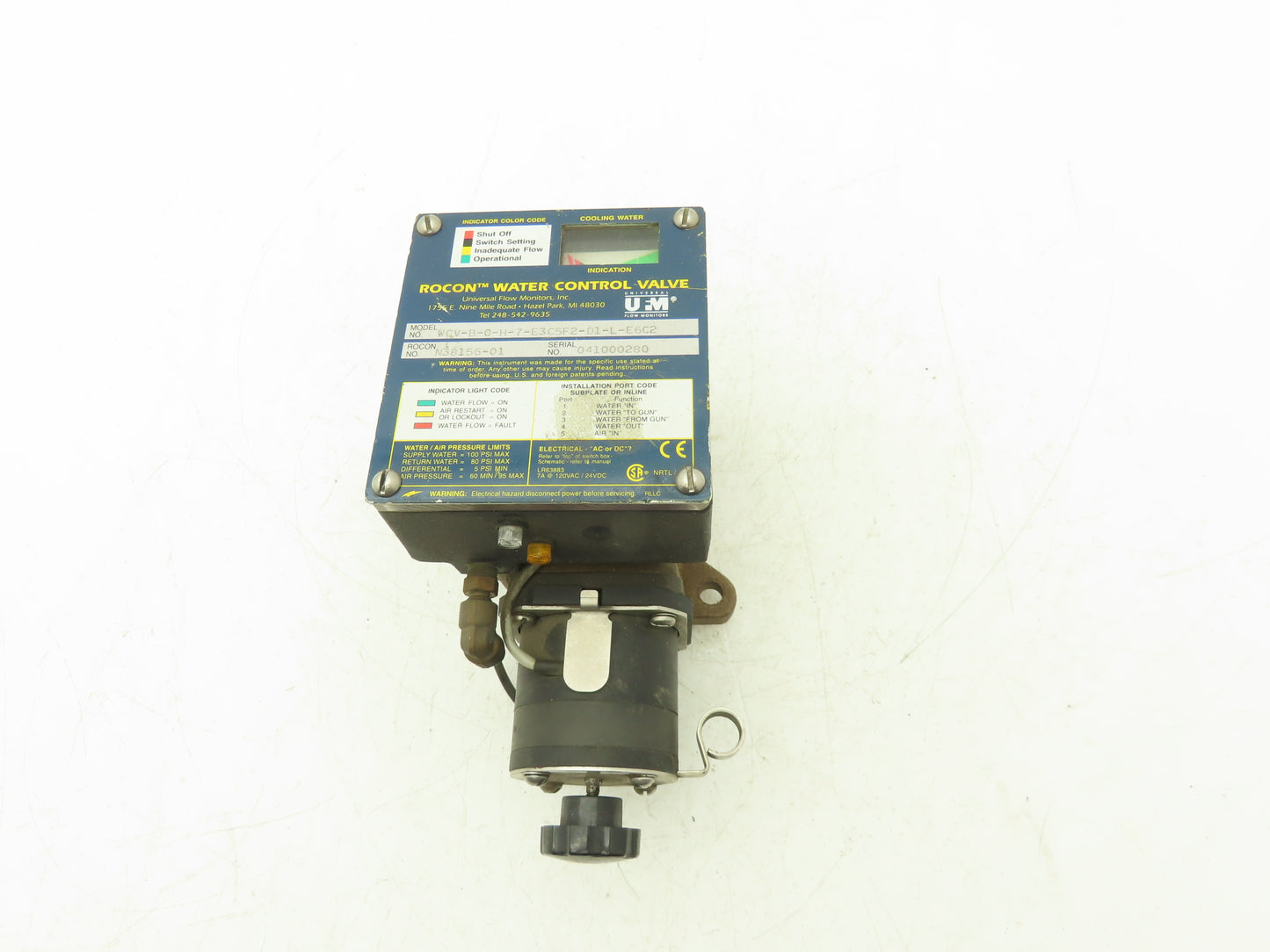 Rocon WCV-B-0-H-7-E3C5F2-D1-L-E6C2 Water Control Valve 150PSI 120VAC N38156-01
