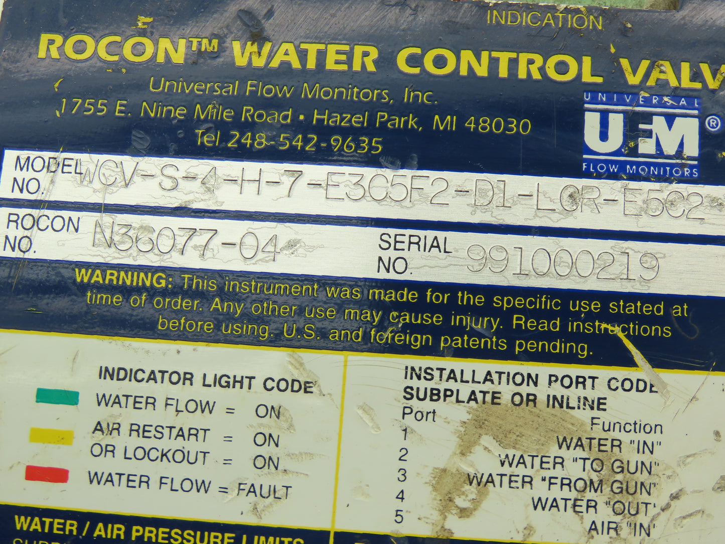 Rocon WCV-S-4-H-7-E3C5F2-D1-LCR-E5C2 Water Control Valve 150PSI 120VAC N36077-04