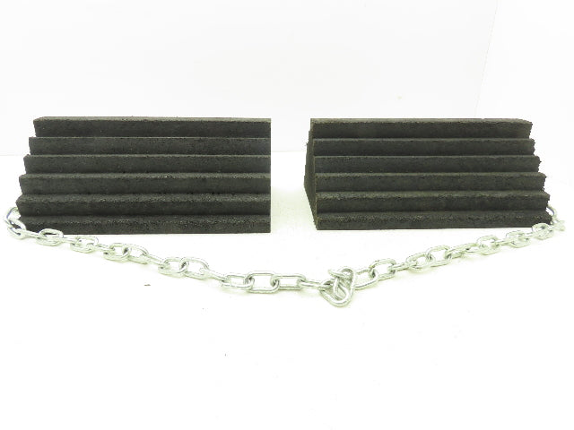 Checkers 471F58 Wheel Chocks Black Rubber 8x12x5" Max 55" Wheel 3' Chain Set