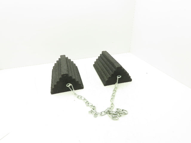 Checkers 471F58 Wheel Chocks Black Rubber 8x12x5" Max 55" Wheel 3' Chain Set
