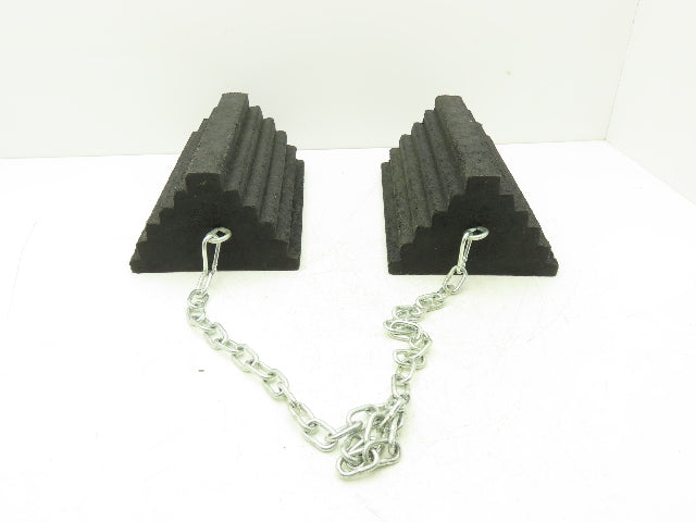 Checkers 471F58 Wheel Chocks Black Rubber 8x12x5" Max 55" Wheel 3' Chain Set