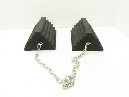 Checkers 471F58 Wheel Chocks Black Rubber 8x12x5" Max 55" Wheel 3' Chain Set