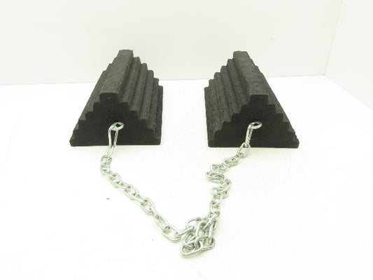 Checkers 471F58 Wheel Chocks Black Rubber 8x12x5" Max 55" Wheel 3' Chain Set