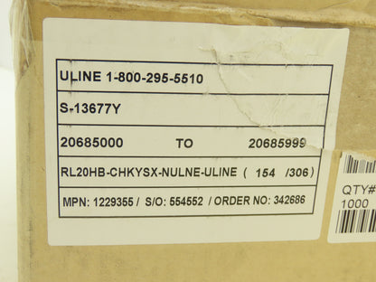 Uline S-13677Y Truck Safety Seals 8" Yellow Plastic Security Numbers Lot of 1000