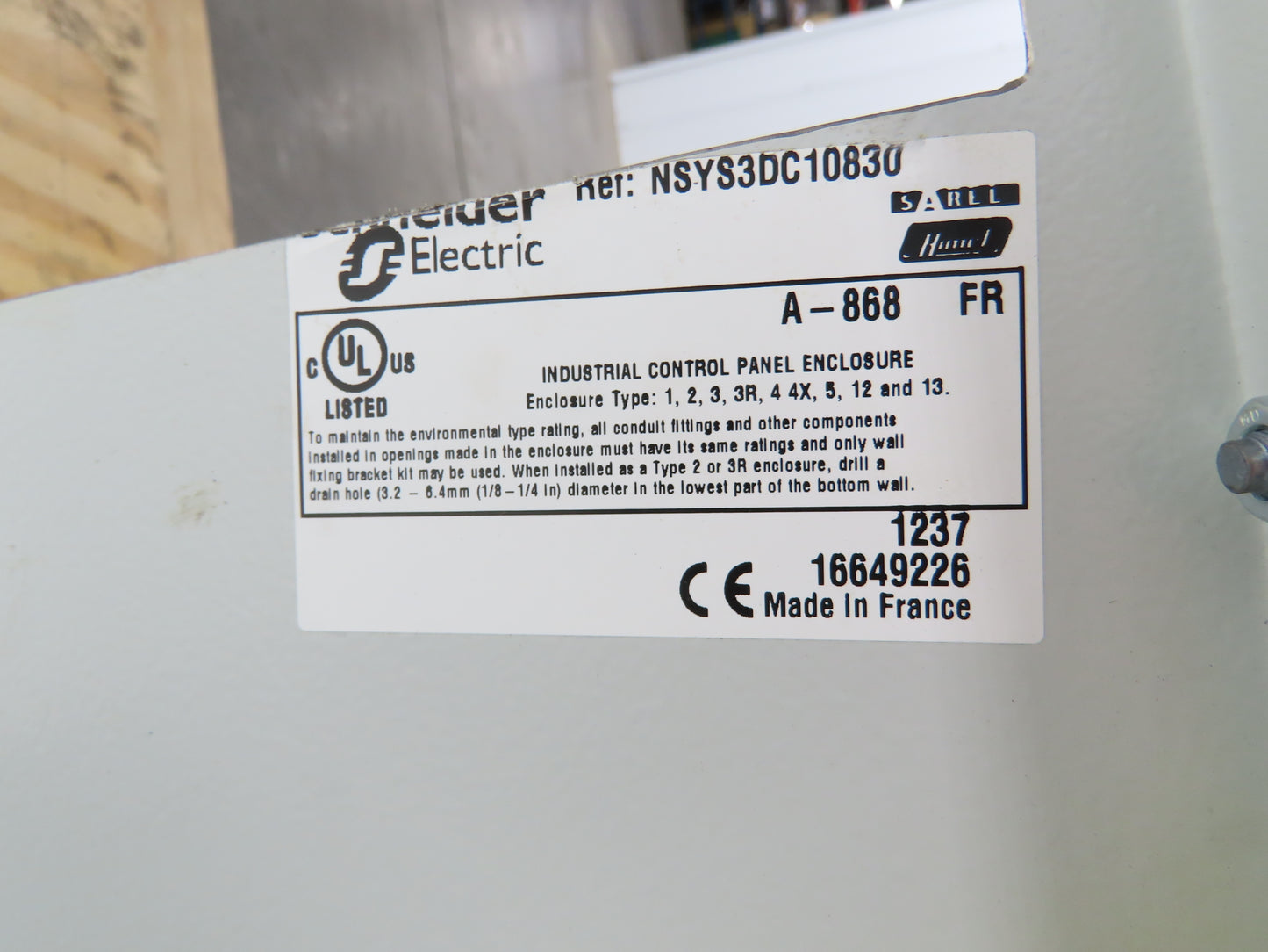 Schneider Electric A-868 Sarel Electrical Enclosure 1000x800x300mm NEMA 12