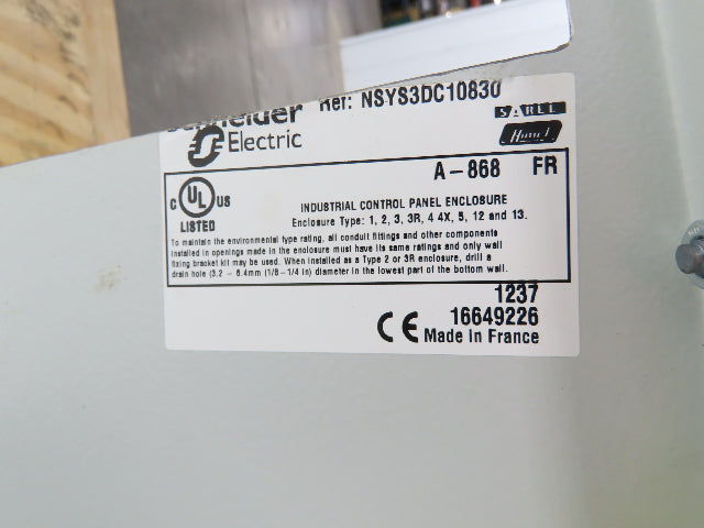 Schneider Electric A-868 Sarel Electrical Enclosure 1000x800x300mm NEMA 12