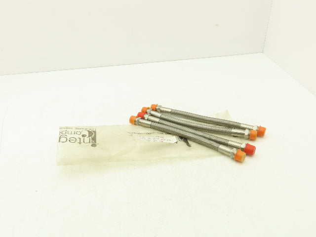 Integra Stainless Steel Flex Hydraulic Hose 1/2" NPT 12" OAL TFE Type Lot of 4