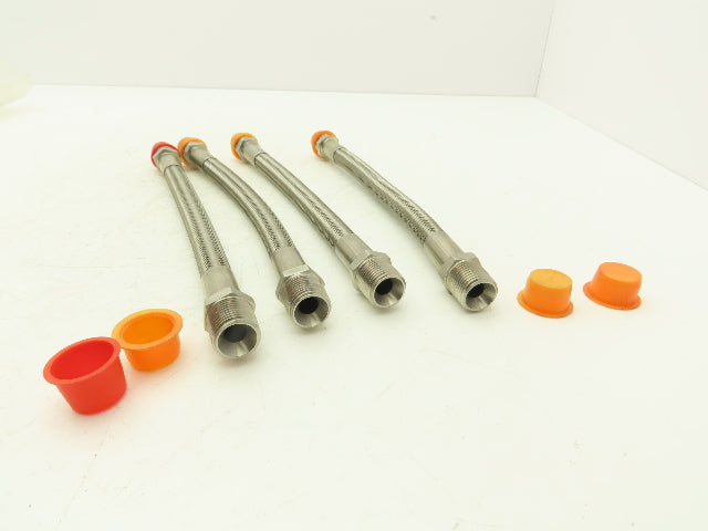Integra Stainless Steel Flex Hydraulic Hose 1/2" NPT 12" OAL TFE Type Lot of 4