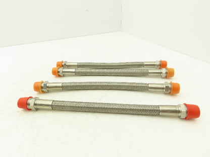 Integra Stainless Steel Flex Hydraulic Hose 1/2" NPT 12" OAL TFE Type Lot of 4