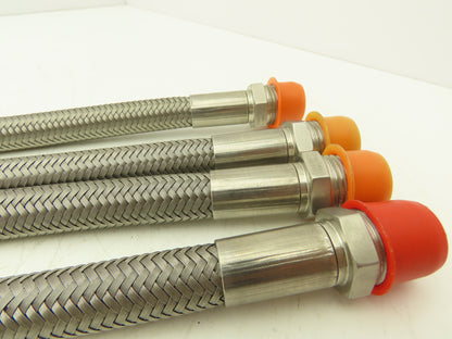 Integra Stainless Steel Flex Hydraulic Hose 1/2" NPT 12" OAL TFE Type Lot of 4