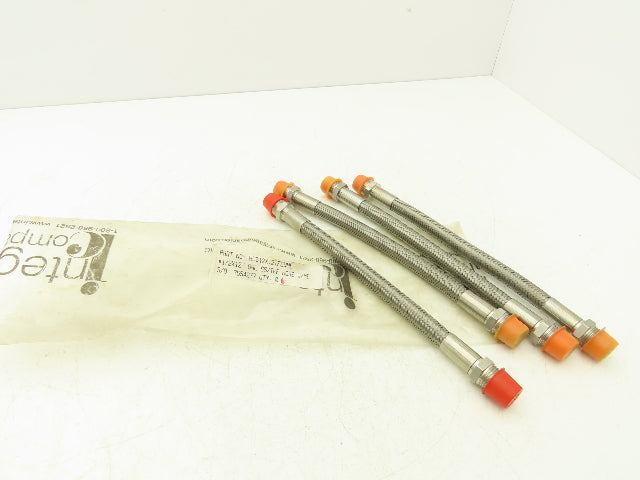 Integra Stainless Steel Flex Hydraulic Hose 1/2" NPT 12" OAL TFE Type Lot of 4