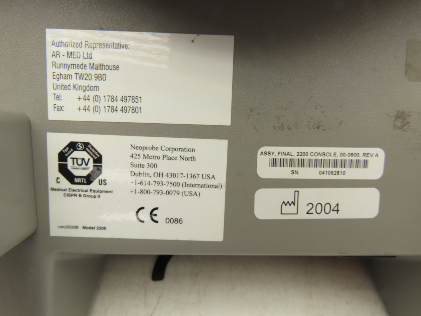 Neoprobe 2200 Neoprobe NEO2000 Gamma Detection Final Assy Console No Probe