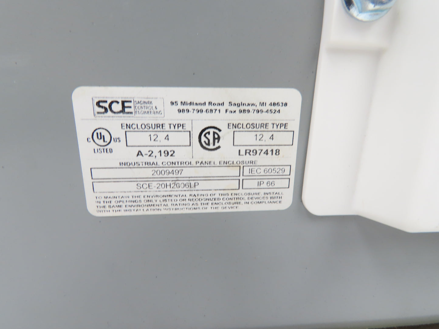 Saginaw SCE-20H2006LP Electrical Enclosure 20x20x6" Backplate Knockout Wallmount