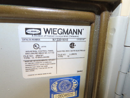 Wiegmann N12201610 Electrical Enclosure Cabinet 20"x16"x10" Backplate