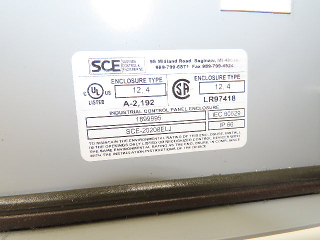 Saginaw SCE-20208ELJ Enviroline Electrical Enclosure 20x20x8" Wall Mount