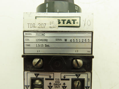 Agastat 7022AC Time Delay Relay 120V DC 1.5-15 Seconds Lot of 5