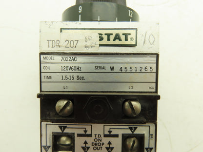 Agastat 7022AC Time Delay Relay 120V DC 1.5-15 Seconds Lot of 5