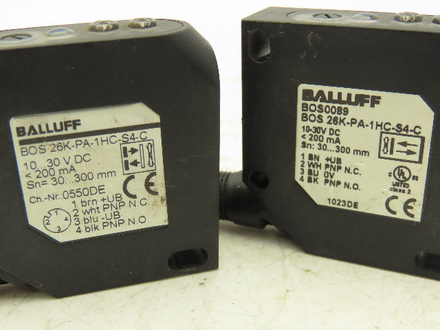 Balluff BOS26KPA1HCS4C Photoelectric Proximity Sensor 	30-300mm Range Lot of 4
