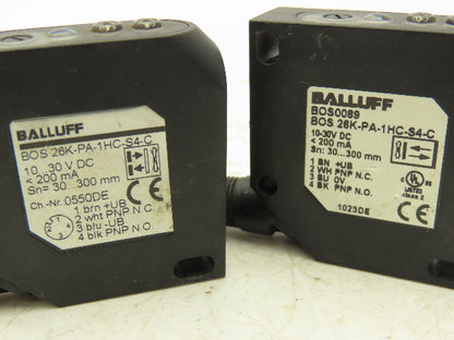 Balluff BOS26KPA1HCS4C Photoelectric Proximity Sensor 	30-300mm Range Lot of 4