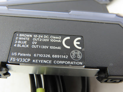 Keyence FS-V33CP Fiber Optic Sensor 24V Various Cable Lengths Included Lot of 4