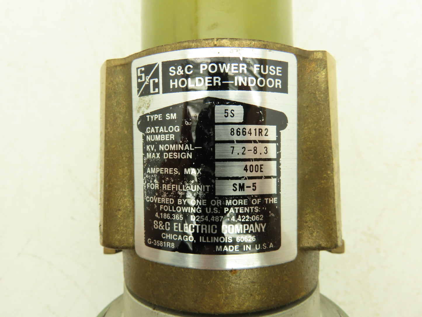 S&C 86641R2 Snuffler Indoor Power Fuse Holder Type 5S 7.2-8.3kV 400E Ampres Max