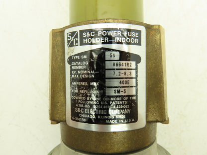 S&C 86641R2 Snuffler Indoor Power Fuse Holder Type 5S 7.2-8.3kV 400E Ampres Max