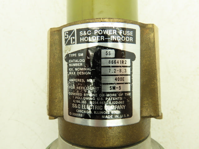 S&C 86641R2 Snuffler Indoor Power Fuse Holder Type 5S 7.2-8.3kV 400E Ampres Max