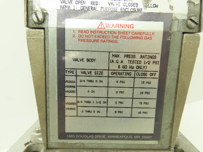 Honeywell V4055D 1035 Fluid Power Gas Valve 120V G-LP 110/120VAC 50/60Hz 3"