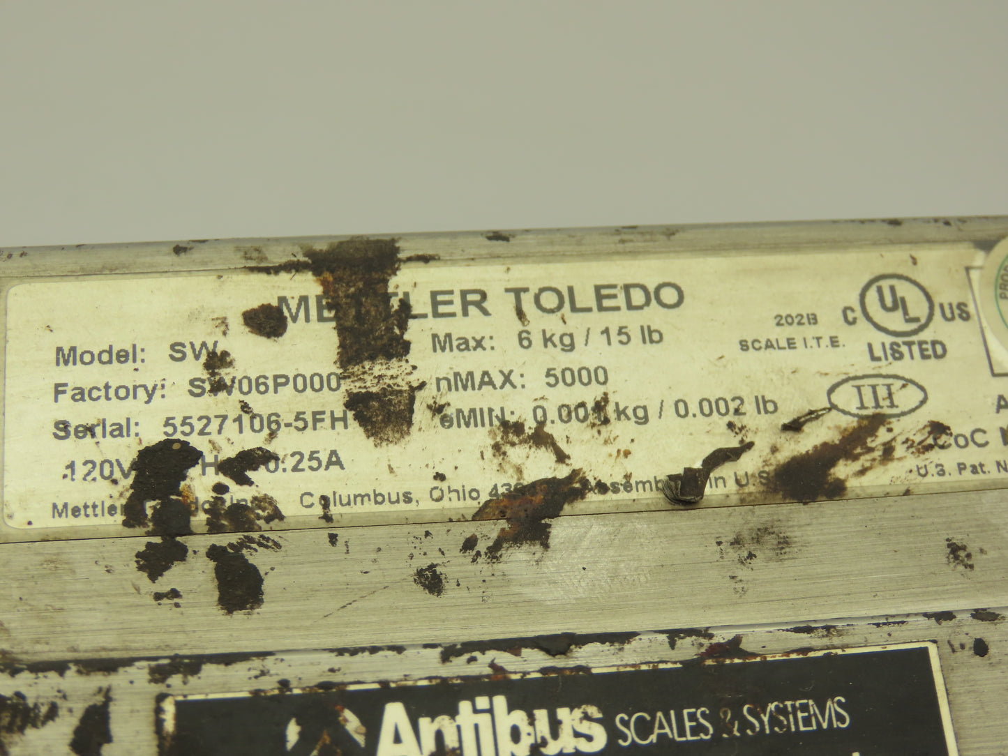 Mettler Toledo SW06P000 Digital Scale Pedestal & 9X9" Base 15lbs