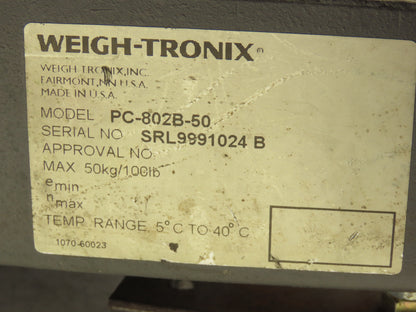 Weigh-Tronix PC-802 Digital Scale Weigh Station W/12X13" Base 100lbs