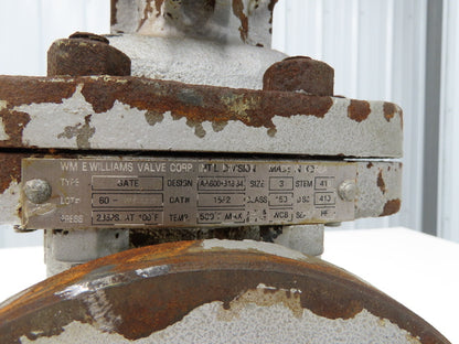 WM E Williams 15F2 3" Cast Steel Bolted Bonnet Gate Valve Class 150 Rising Stem