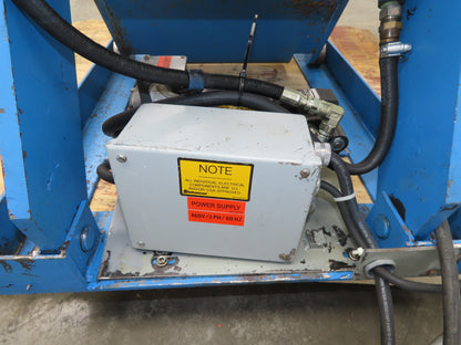 Bishamon Hydraulic Lift Table 2500lbs 36" Travel 24x48" Swivel Top 3Ph